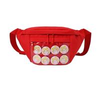 Vobomo 9PCS Cute Ita Bag with Pins and Accessories Y2k Aesthetic Kawaii Cute Backpack Waterproof Waist Bag Chest Bag, Red