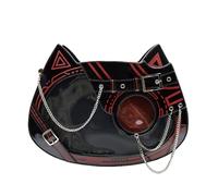 Vobomo Cat Ita Bag Pin Display Backpack Cyberpunk Purse Luminous Single Shoulder Crossbody Reflection Handbag, Black Red(luminous)
