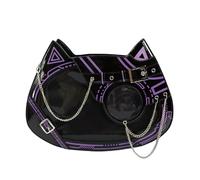 Vobomo Cat Ita Bag Pin Display Backpack Cyberpunk Purse Luminous Single Shoulder Crossbody Reflection Handbag, Black Purple(luminous)