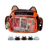 Vobomo Cat Ita Bag Pin Display Backpack for School Preppy Backpack for Girls Ita Crossbody with Insert Shoulder Bag, Orange-black, 14.17 x 9.45 x 5.9 inches, Kawaii