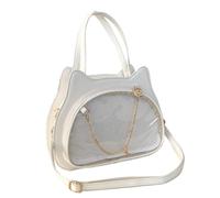 Vobomo Cat Shape Ita Bag with Insert Pin Display Backpack Anime Single Shoulder Crossbody Small Capacity PU Leather Handbag, White, Compact