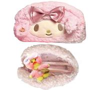 Vobomo Cute Bow Lamb Large Capacity Pencil Case Plush Pen Holder Sweety Pencil Pouch Box Cute Aesthetic Pen Case (Strawberry pink)