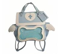 Vobomo Cute Puppy Bone Ita Bag Y2k Aesthetic Cute Backpack Waterproof PU Leather Backpack Cross and Angel Wings Ita Bag, Llight Blue, S