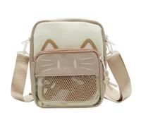 Vobomo Ita Bag Ita Backpack Small Single Shoulder Bag Crossbody Bag Cute Embroidered Cat Handbag and Purse, Khaki