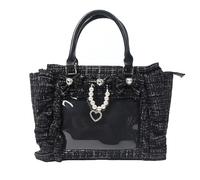 Vobomo Ita Bag Tote Handbag Small Aesthetic Single Shoulder Crossbody Bag with Insert Ruffle Bow Purse for Gothic Girls, Black