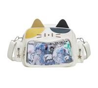 Vobomo Cat Kawaii Backpack Cat Ita Bag PU Leather Backpack Big Capacity Backpack Y2k Aesthetic Cute Backpack Pins Purse, Tricolor