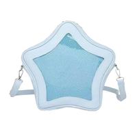 Vobomo Star Shape Ita Bag Pins Display Crossbody Bag PU Leather Backpack Y2k Aesthetic Cute Handbag, Blue, Retro