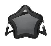 Vobomo Star Shape Ita Bag Pins Display Crossbody Bag PU Leather Backpack Y2k Aesthetic Cute Handbag, Black