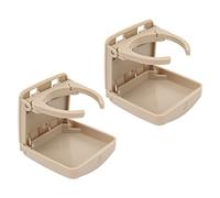 VOBOR 2-Pack Adjustable Folding Cup Drink Holder, Car Cup Holder Expander, Plastic, Beige