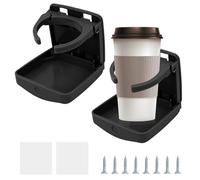 VOBOR 2PCS Car Cup Holder, Adjustable Folding Drink Holder, Car Cup Holder Expander with Screws and Tapes for Car Truck Boat Camper Van(Black)