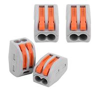 VOBOR Compact Wire Connectors - 100Pcs Push Fit Electrical Connectors, 2 Port PC Copper Spring Terminal Blocks for Quick Connect Line(PCT-212)