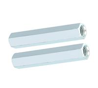 VOBOR Long Hex Coupling Nut, 2Pcs Carbon Steel Coupling Nuts M8 X 66, Hexagonal Sleeve Standoff Threaded Rod Connector for Home Office Workshop Industrial Constructor and Multi Purpose Use