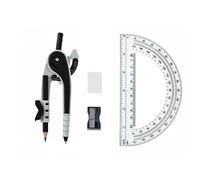 Vobou Professional Compass for Geometry Set with 6 Inch Protractor, Compass, Sharpener and Eraser for Circle Drafting Tool, Student Geometry Math Set (Black)
