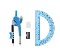 Vobou Professional Compass for Geometry Set with 6 Inch Protractor, Compass, Sharpener and Eraser for Circle Drafting Tool, Student Geometry Math Set (Blue)