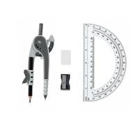 Vobou Professional Compass for Geometry Set with 6 Inch Protractor, Compass, Sharpener and Eraser for Circle Drafting Tool, Student Geometry Math Set (Gray)