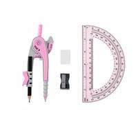Vobou Professional Compass for Geometry Set with 6 Inch Protractor, Compass, Sharpener and Eraser for Circle Drafting Tool, Student Geometry Math Set (Pink)