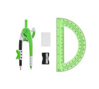 Vobou Professional Compass for Geometry Set with 6 Inch Protractor, Compass, Sharpener and Eraser for Circle Drafting Tool, Student Geometry Math Set (Green)