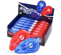 Vobou White Correction Tape, Easy To Use Applicator for Instant Corrections Correct Wrong Writing At Any Time, For school, Office (Red and Blue, 12pack, 6M/256" x 0.2")
