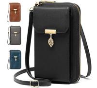 VOBUKE Phone Shoulder Bag Leather Women's Cross Body Bags Handbag RFID Blocking 12 Card Slots Mobile Phone Pouch with Detachable Adjustable Strap Cellphone Shoulder Bags Coin Purse Wallet