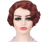 Vobumix 1920s Wig for Women Short Finger Wave Wigs Synthetic Hair Wigs Vintage Short Curly Hair for Women Halloween Cosplay Costume