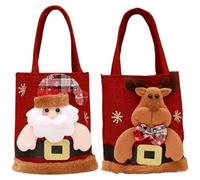 Vobumix 2pcs Christmas Bags for Gift, Reusable Christmas Tote Bags with Handles Flannel Shopping Bags Xmas Party Favor Bags
