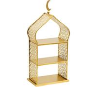Vobumix 3 Tiered Ramadan Cupcake Tower Gold Dessert Stand Metal Serving Tray for Islam Muslim Eid Mubarak Party Table Decoration