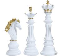 Vobumix 3pcs International Chess Pieces Statues Resin Decorative Ornaments Game Figure Decoration Ornament Office Figurines Decor