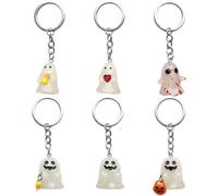 Vobumix 6pcs Halloween Ghost Keychain, in the Dark Ghost Pendant Keyring Key Holder Bag Charms for Backpack Phones Purse