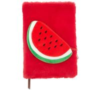 Vobumix A5 Plush Spiral Notebook Furry Journal Notebook Plush Fruit Notebook with Wallet, Funny Cartoon Journal for Work Study Diary