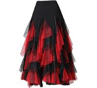 Vobumix Ballroom Dance Skirt Spanish Long Skirt Big Swing Skirt Belly Dance Costume for Women's Ballroom and Gypsy Dance