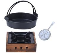 Vobumix Cast Iron Sukiyaki Pot Japanese Hot Pot Shabu Shabu Pot Camping Cooking Furnace for Outdoor Picnic or Bbq Use