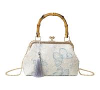 Vobumix Chinese Style Embroidered Evening Bags Retro Shoulder Chain Messenger Fashion Handbag Elegant Classical Banquet Bag