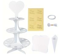 Vobumix Confetti Cones Holder Paper Cone Box Stand Tray Placing Dried Flower Petals for Wedding, Engagement, Party, Birthday