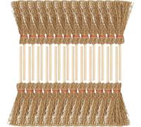 Vobumix Dollhouse Miniature Broom 24pcs Miniature Witch Brooms Mini Halloween Broom Ornaments Mini House Broomstick Decorations Tool