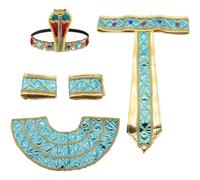 Vobumix Egyptian Cleopatra Costume Accessories Egyptian Queen Cosplay Costume Set Half-face Mask Neck Collar Belt Wristbands Halloween Party Props
