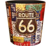 Vobumix European-style Leather Trash Can 66-route Pattern Dustbin Vintage Round Waste Paper Bin Portable Paper Basket Without Cover for Home