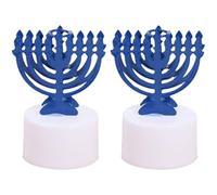 Vobumix Hanukkah Menorah, 2pcs Judaism Hanukkah Decor Led Candle Light, Chanukah Lights Candle Holder Metal Menorah Religious Artifact