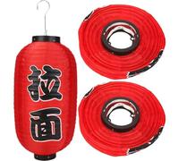 Vobumix Japanese Lantern Outdoor Sushi Lamp Cuisine Lantern 3pcs Traditional Red Hanging Lantern Waterproof Cloth Restaurant Decoration