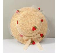 Vobumix Lace Beach Hat with Lace Bow Floppy Straw Hat Kids Visor Cap Summer Head Accessories for Toddlers Girls Outdoor Travel