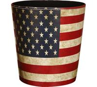 Vobumix Leather Trash Can European-style Leather Waste Container American Flag Pattern Dustbin Large Capacity Paper Basket Garbage Can for Home