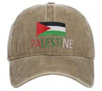 Vobumix Palestine Printed Baseball Cap, Cotton Embroidered Sun Hat Retro Palestinian Flag Pattern Washed Duckbill Cap, Unisex Adjustable Casual Cap