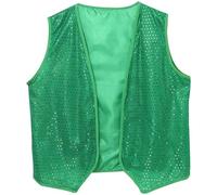 Vobumix Patrick's Day Green Waistcoat Sequin Vest Leprechaun Supporter Costume for Jazz Dance Fancy Party