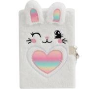Vobumix Plush Bunny Notebook Secret Diary with Lock Cute Bunny Diary Plush Private Notebook Girls Lockable Diary Secret Journals
