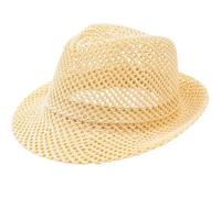 Vobumix Unisex Mesh Panama Hat Summer Breathable Wide Brim Hat Cotton-polyester Material Compact Brim Jazz Cap Fedora for Outdoor Beach