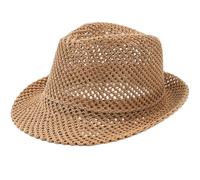 Vobumix Unisex Mesh Panama Hat Summer Breathable Wide Brim Hat Cotton-polyester Material Compact Brim Jazz Cap Fedora for Outdoor Beach