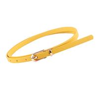 Vobumix Women's Skinny Belt Solid Color Slender Waistband Thin Leather Waist Belt Classic Adjustable Leather Belt Decorative Belt for Dress Paints(yellow)