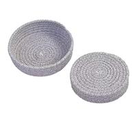 Vobumix Woven Cotton Rope Round Placemats Set 6pcs Heat Resistant Round Cotton Hot Pads with Storage Basket for Kitchen Home Restaurant