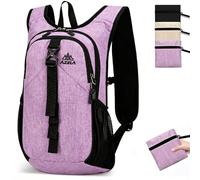 VOBUYING 15L Small Hiking Backpack Foldable Ultralight Trekking Camping Outdoors Backpack for Women Men, Purple, M, Hiking, Camping, Travel, Leisure