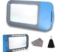 VOCA BV100 Rectangular Magnifying Glass with Light (Blue), Magnifier, Large, Foldable, Handheld, 10 LED, 4 Dimming Modes, 3X Magnifying Reading for Seniors, Low Vision, Book, Magazine, Newspaper, Maps