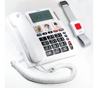 VOCA CP141 Big Button Phone for Elderly, 4G SIM (No Landline), Loud Volume & Ringer for Hard of Hearing, SOS Wristband, Hearing Aid Compatible,Desk Telephone for Hearing & Vision Impaired,Dementia